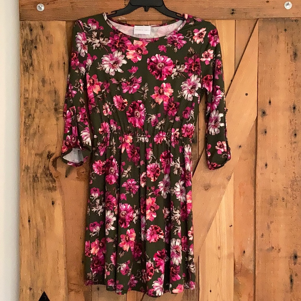 French Grey Floral dress